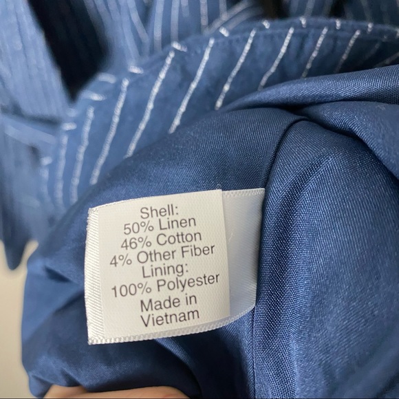 Lane Bryant NWT Linen Blend Dark Blue Striped Blazer women's size 24 - Picture 5 of 11